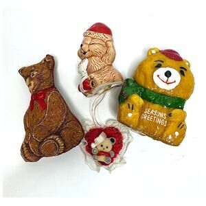 LOT Vintage BEAR Christmas Decorations Ornament Candle Stuffed Cranston Teddy